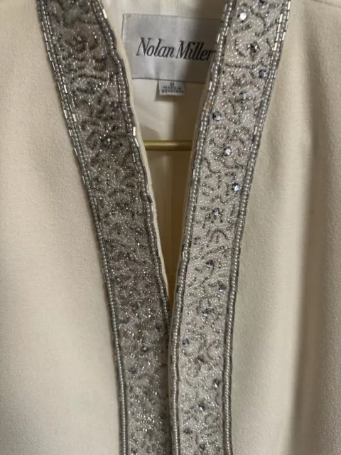 VNT 90S 80S NOLAN MILLER 3p Wool Beaded Dress Dynasty Suit Med 6 Beige ...
