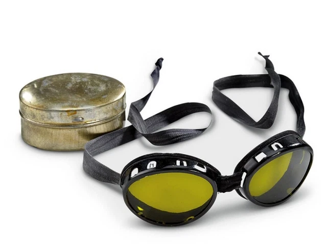 Antique WWII Swiss Military Mountain Goggles Green Safety Glasses Vtg Steampunk