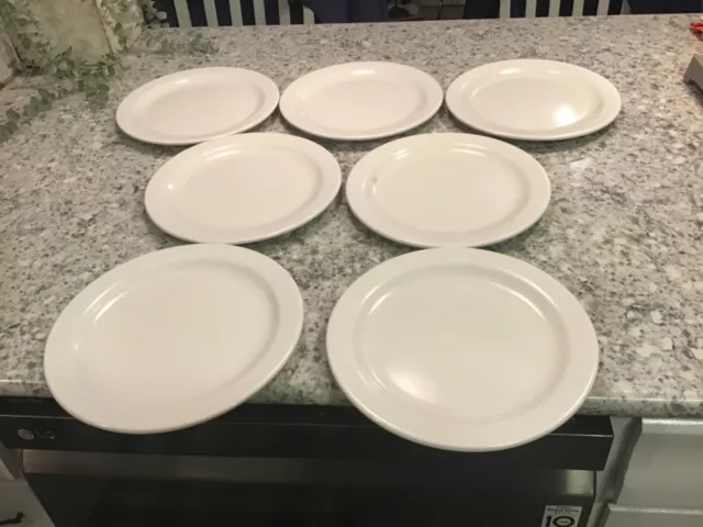 Lot of 7 Boonton Ware Melmac Melamine White 10” Dinner Plates #5102-10