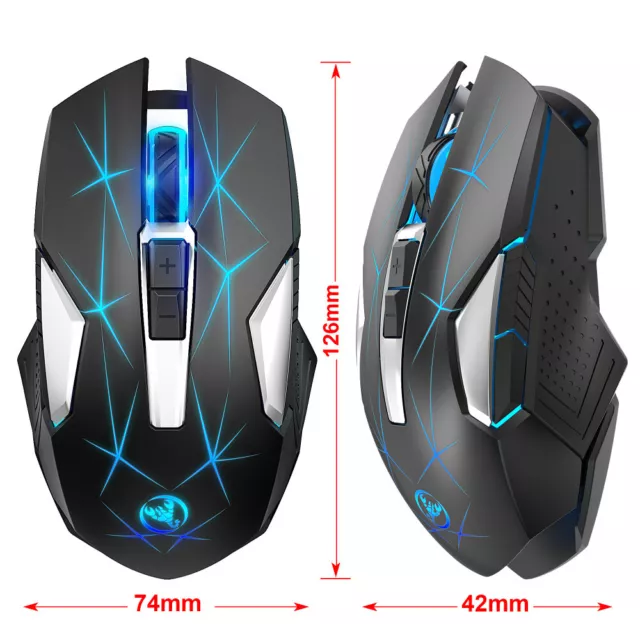 LED RGB 2.4G Cordless Mouse Rechargeable Optical Gaming Mice USB For PC Laptop 3