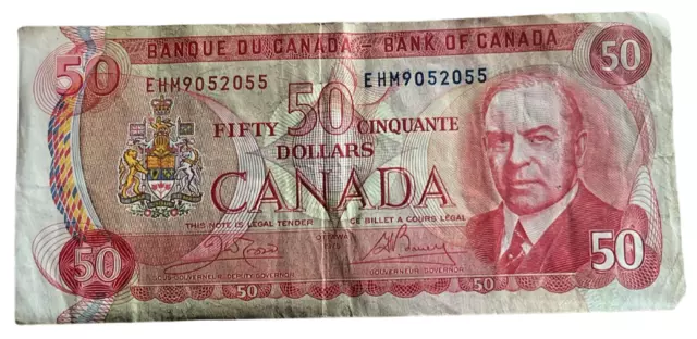 1975 Bank Of Canada Fifty 50 Dollar Bank Note Ha Ehm9052055 Nice Bill