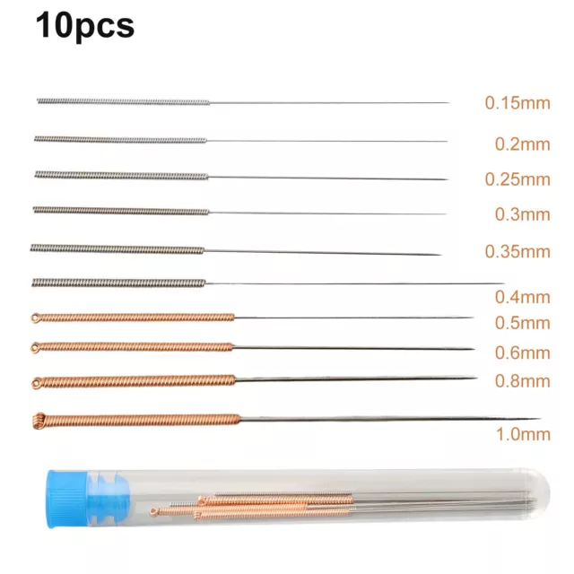 015mm to 10mm Nozzle Cleaning Needles Ideal for 3D Printers Pack of 10