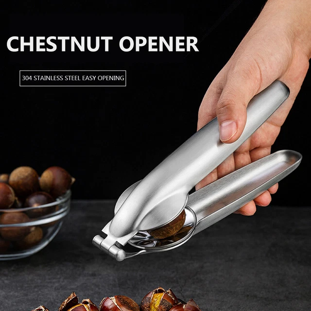Stainless Steel Chestnut Cutter Clip Smooth Handle NutCracker for Kitchen Gadget