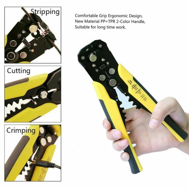 Self Adjustable Automatic Cable Wire Crimper Crimping Cutter Stripper Plier Tool