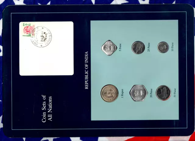 Coin Sets of All Nations India 1988-1991 UNC 20 Paise 1991 1 Rupee 1990