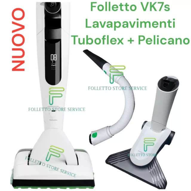 Folletto Vk7s senza filo NUOVO LAVAPAVIMENTI SP7s TuboFlex Pelicano 2 Batterie