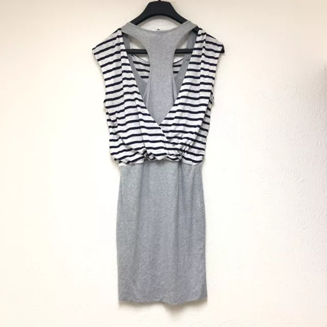 $138 Splendid Venice Stripe Double Layer Dress Size Medium Black/White/Gray 3