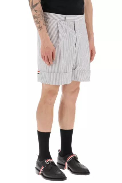 NEW Thom browne striped shorts with tricolor details MTC176E00572 MED GREY AUTHE 2