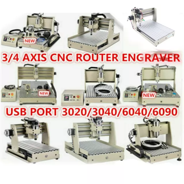 USB 3/4Axis CNC 3040/6040/6090 CNC Router Engraver Milling Engraving Machine New