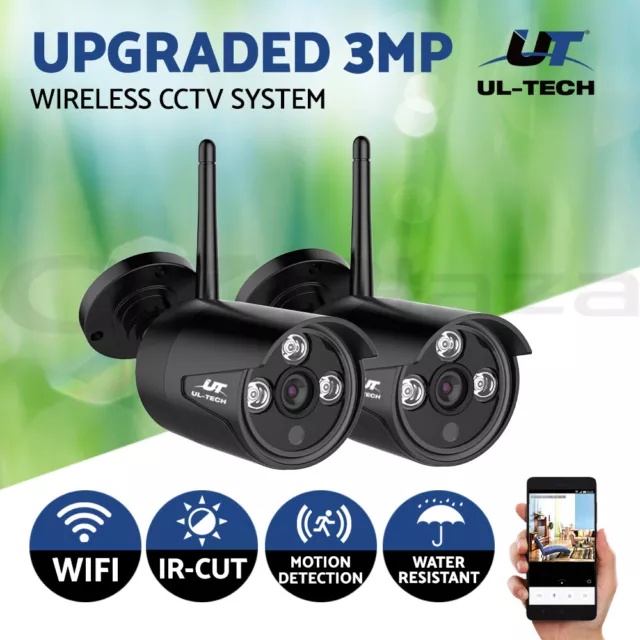 UL-tech CCTV System Wireless 2 Camera Set For Home Outdoor 3MP Long Rang