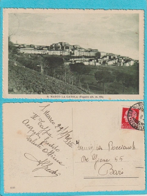 Cartolina   S. MARCO LA CATOLA - Foggia. Viagg. 1929