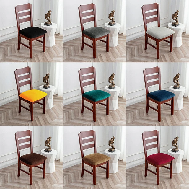 Stretch Chair Seat Cover Velvet Chair Cushion Cover Non-slip Thicken Solid Color