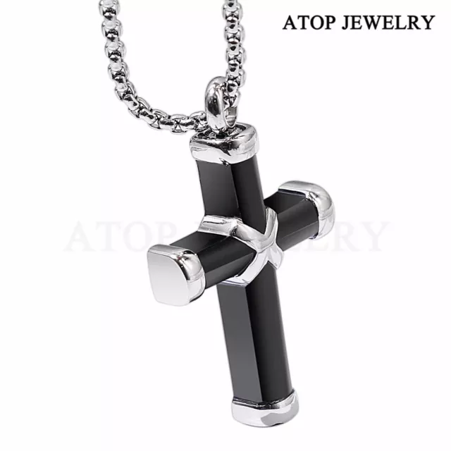 New Black Cross Ashes Cremation Jewelry Keepsake Memorial Urn Pendant Necklace