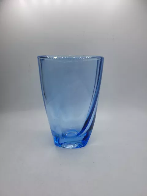 Alte Art Déco Pressglas Vase Hell Blau Glas Swirl