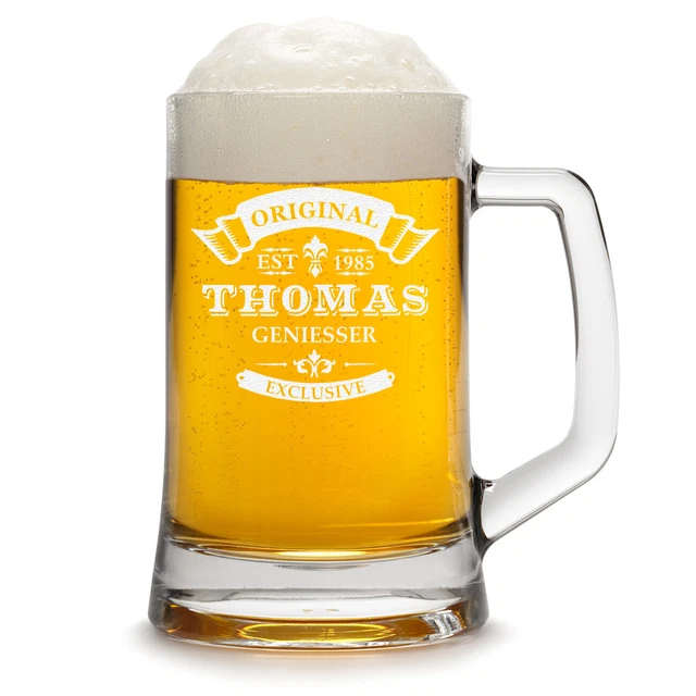 Amoy-Art Beer Mug Germany Eagle Weapon Seidel, 0.6 Litre Beer Seidel Beer Glass with Tin Lid German Beer Stein Mug