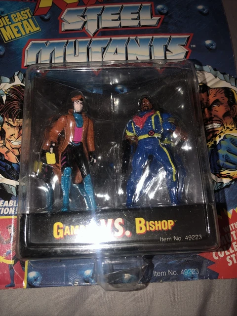 Marvel X-Men Steel Mutants GAMBIT vs BISHOP Die Cast Metal Toy Biz Figure New 3