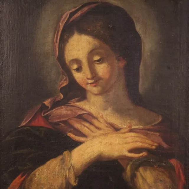 Madonna antigua pintura religiosa al oleo sobre lienzo cuadro Virgen Mara 600