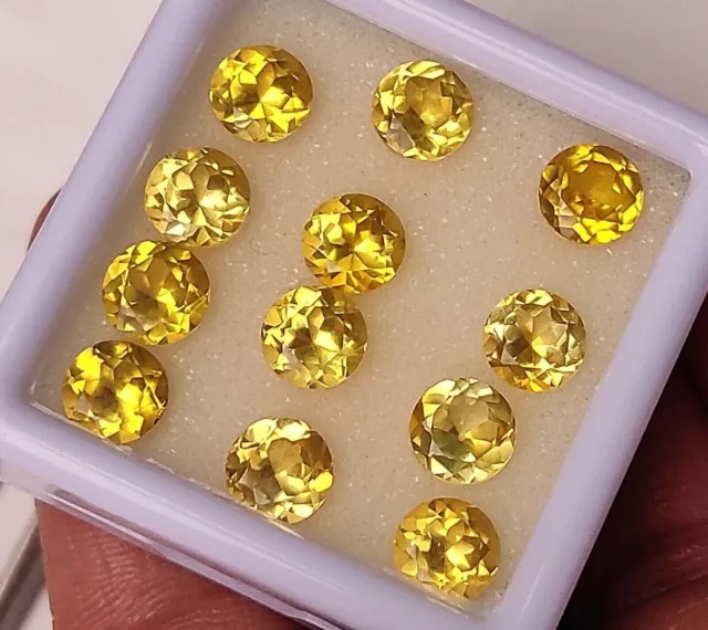 Ceylon 5 mm Natural Certified Yellow Sapphire Round Cut 15 Pc Lot Loose Gemstone