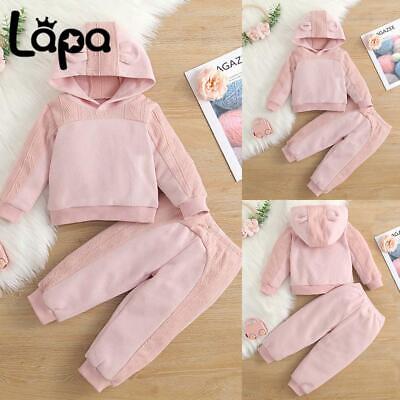 Kids Toddler Baby Girls Warm Tracksuit Outfits Hoodie Tops + Long Pants Sets UK