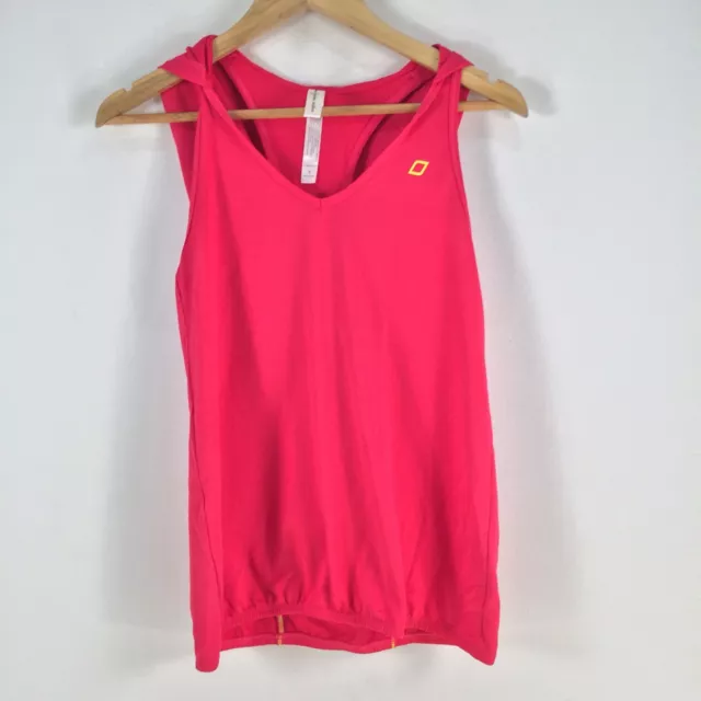 Lorna jane womens fitness tank top singlet size S red hooded sleeveless 078957