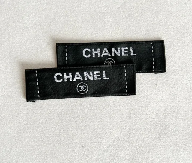 TWO (2) CHANEL Clothing Label Tag Sewing Replacement Black $30.00 - PicClick
