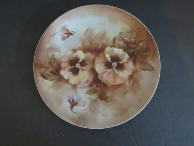 Beautiful One of a Kind, Artist  Hand Painted Ceramic Plate with Pansies.
