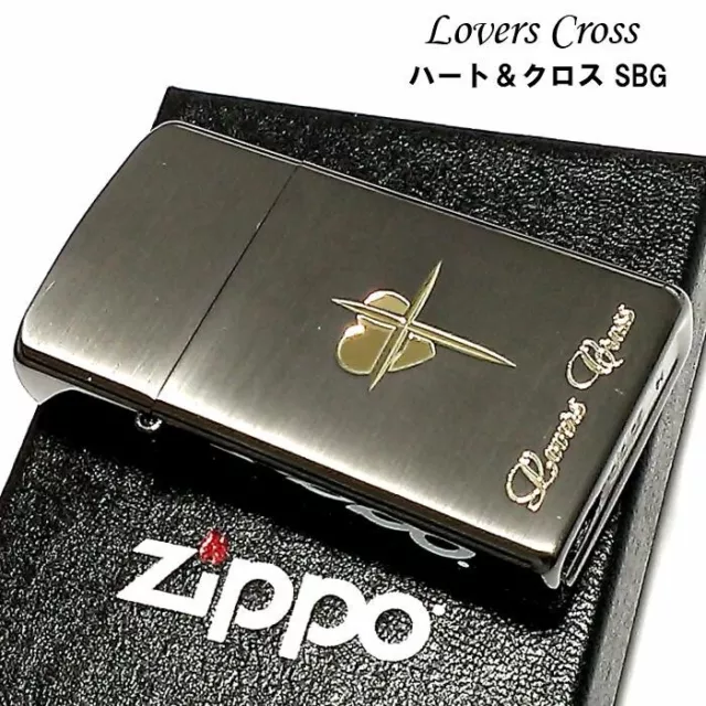 Zippo Oil lighter Slim Type Lovers Cross Heart Cross Black Gold Japan New