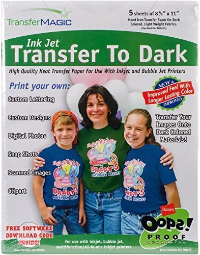 Transfer FXTD-5 Ink Jet Transfer Paper for Dark Fabric 5 Pack 8.5" x 11"