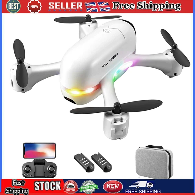 YLRC S88 Drone RC 4K Cámara Única FPV LED Cuadricóptero con 2 Baterías (Blanco)