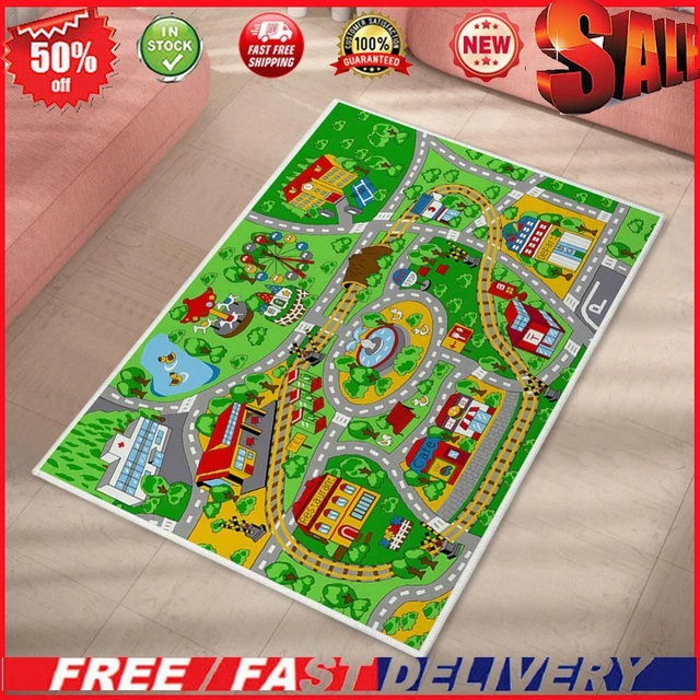 Kids Cartoon Carpet Rectangular Crawling Rug for Playroom Bedroom (60*90cm D)