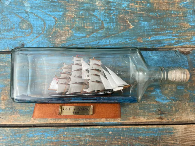 Cutty Sark Model Ship in a Glass Bottle 10.5”
