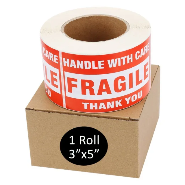 500 Large 3x5 Fragile Handle with Care Thank You Labels Stickers Free Shipping