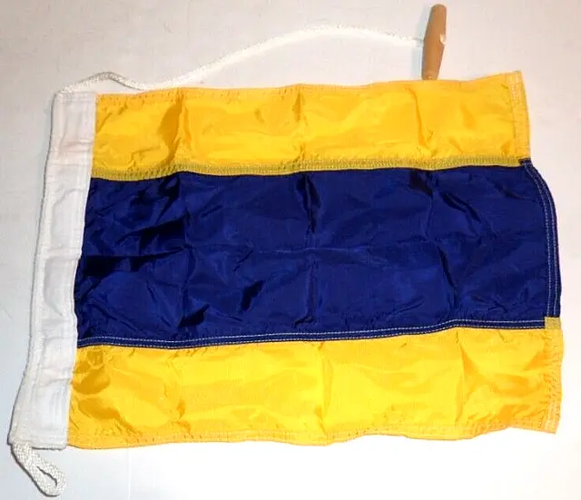 D Code Naval Signal Flag, Nylon 12" X 16" Nautical / Boat Maritime Flag Vintage