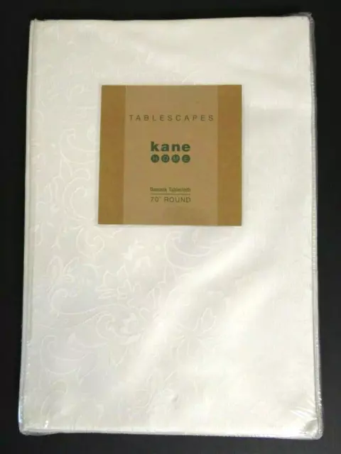 Damask White Round 70" Polyester Tablecloth By Kane Home