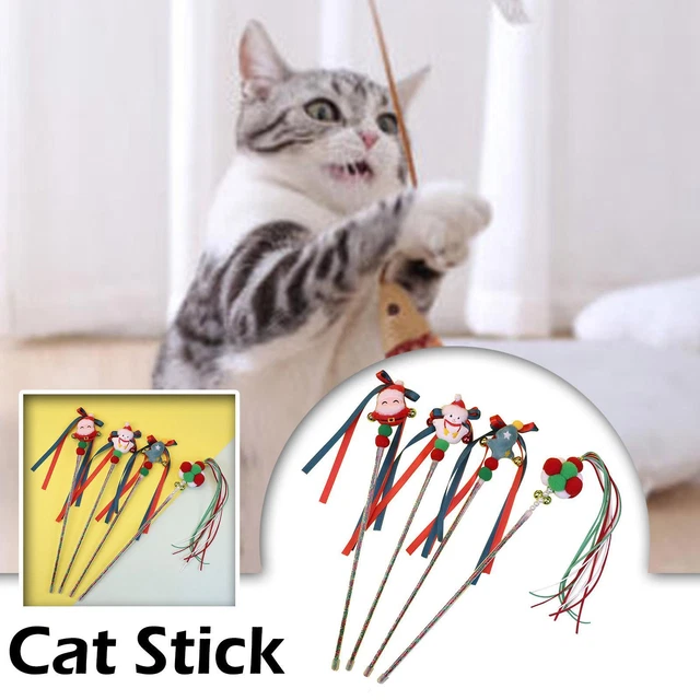 Palos de burlas para mascotas gato pluma juguete divertido juguete de Navidad] Teasers interactivos P6A5