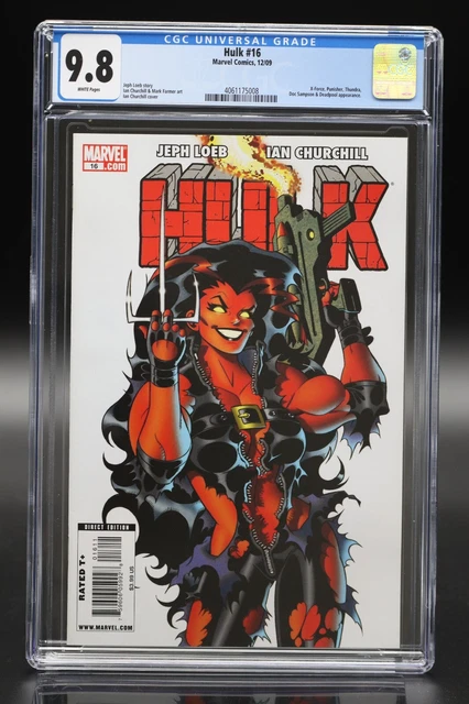 Hulk (2008) #16 Churchill CGC 9.8 Blue Label White Pages Red She-Hulk Jeph Loeb