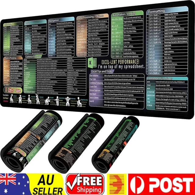 2025 EXCEL CHEAT Sheet Desk Mat, Excel Shortcuts Mouse Pad, Shortcuts ...