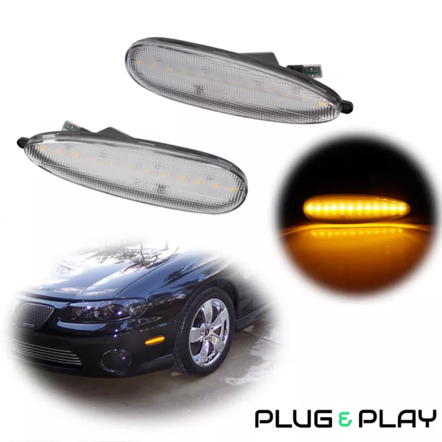 [Plug & Play] Clear Lens Amber LED Front Side Marker Light For 04-06 Pontiac GTO
