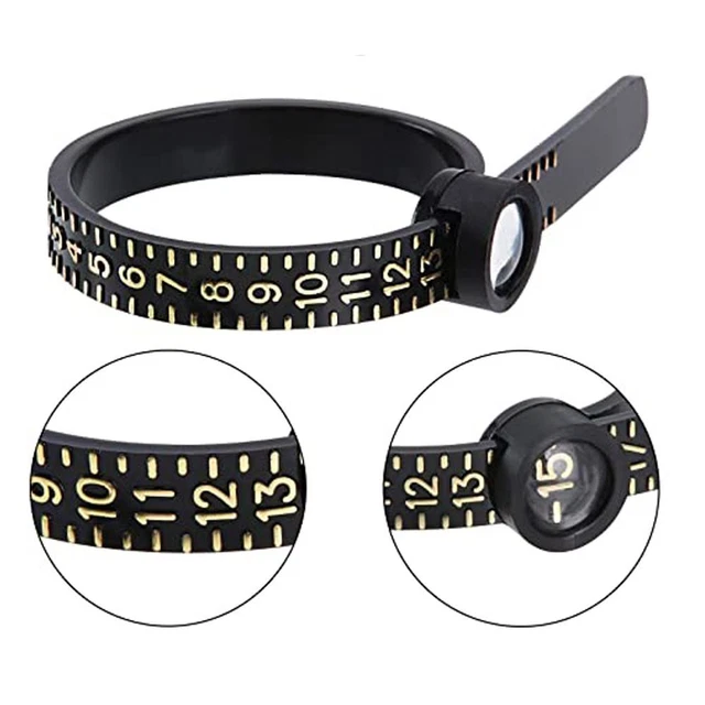 With Magnifier Ring Sizer Measure Genuine Tester Finger Gauge Wedding Ring Band