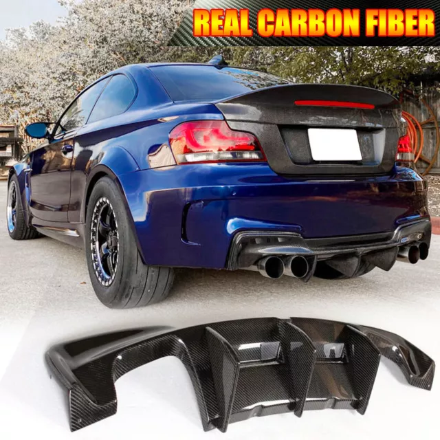 Real Carbon Rear Bumper Diffuser Lip Spoiler for BMW E82 1M Base Coupe 2011-2016