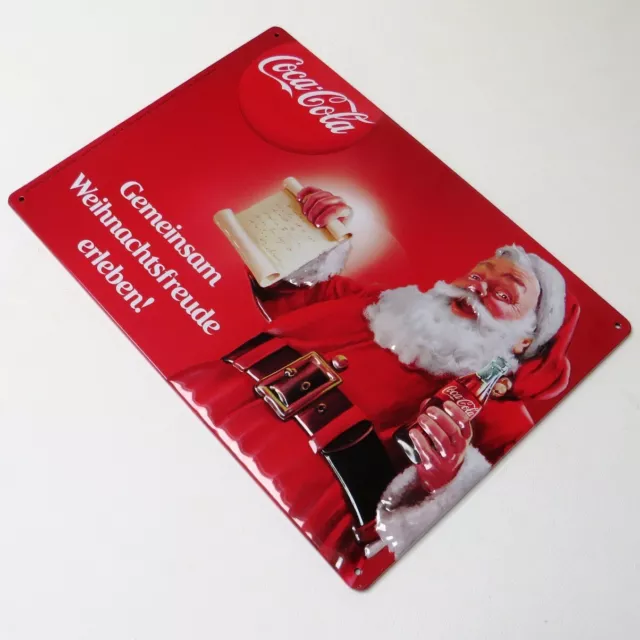 COCA COLA Altes Blechschild Essen 90er PERFEKT Limonade Santa Claus WEIHNACHTEN