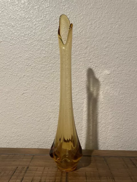 Vintage Viking Glass Epic Drape Swung Vase Amber 15.5”