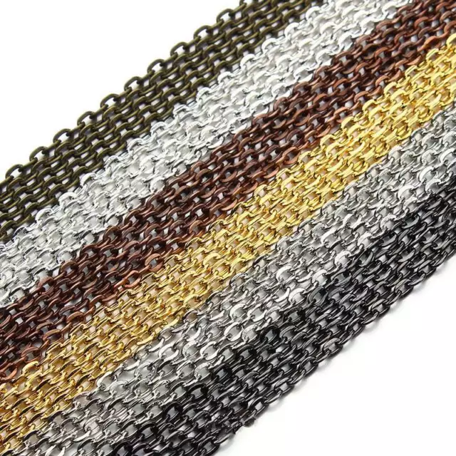 10 Meters Iron Metal Flat Cable Oval Chain 2x3/3x4/4x5/5x8mm Gold/Silver DIY