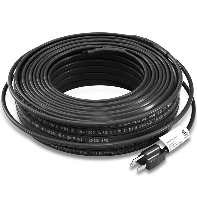 BENTISM Self-Regulating Pipe Heating Cable Roof De-icing 5W/ft 120 Feet