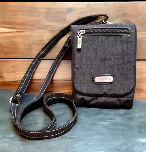 Baggallini Small Black Crossbody Bag Fanny Pack Adjustable Detachable Straps