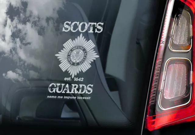 Scots Guards, Car Sticker - British Army.Regiment Window Sign Cap Badge -V01