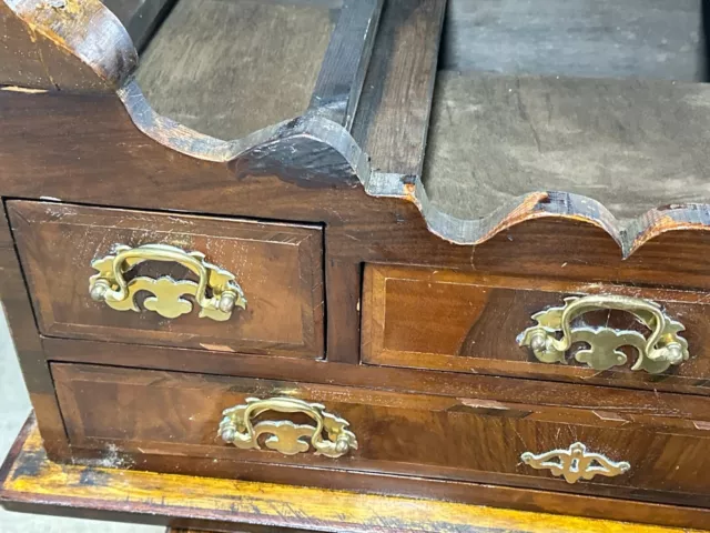 antique mahogany low boy dressing table 3 drawer 1800s Georgian 3