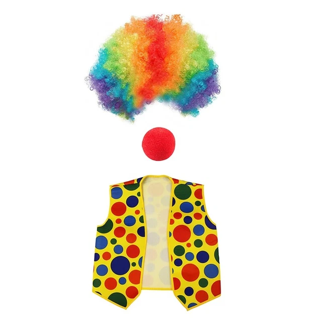 Confezione da 3 Pezzi di Costumi da Clown, Parrucca da Pagliaccio, Cata  N2M9