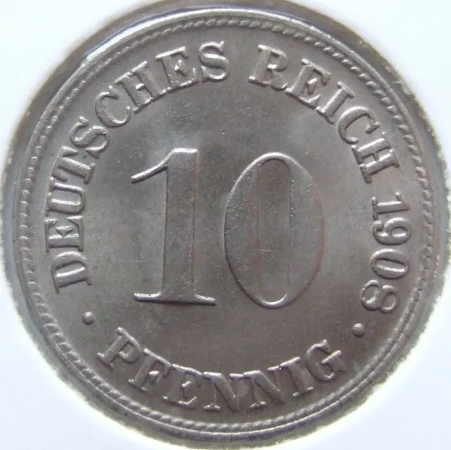 Moneta Reich Tedesco Impero Tedesco 10 Pfennig 1908 D IN Extremely fine /