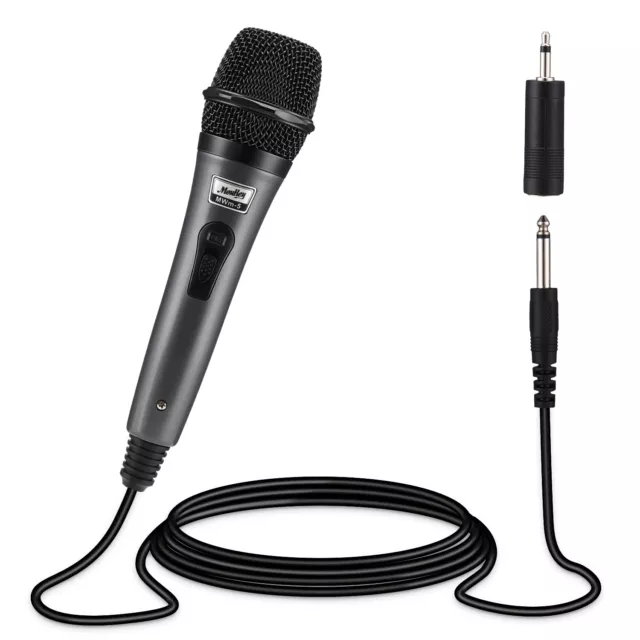 🎤Moukey Dynamic Microphone Karaoke 3.5mm 6.5mm Cable Metal Handheld Wired Mic